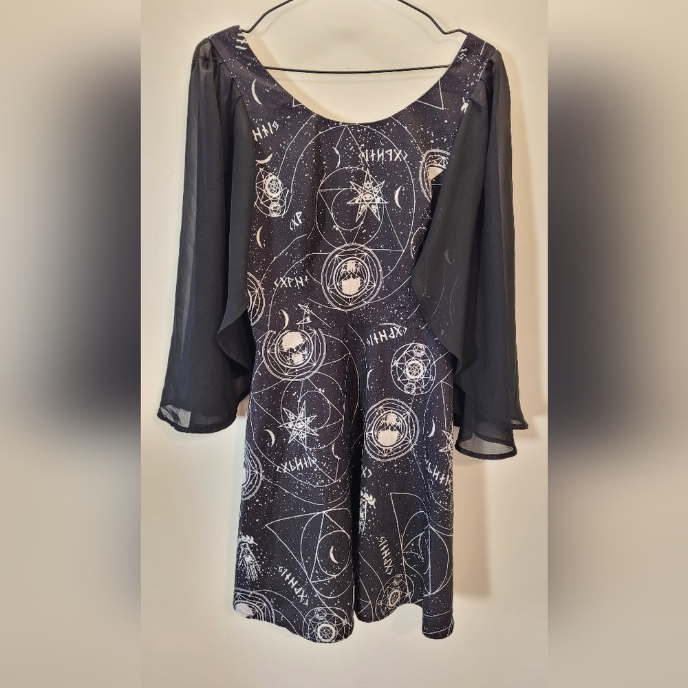 Spin Doctor Black Gothic Dress Bat Wings - S